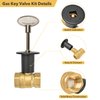 Skyflame 3/4 Inch Straight Gas Key Valve Kit for Fire Pit Fireplace with Flat Black Flange, and 3 Inches Universal Key