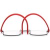 REAVEE Stylish Half Frame Reading Glasses for Women Ladies, Half Lens Lightweight Rectangle Metal Portable Readers with Cases, Red +3.0