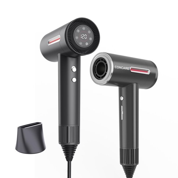 CONCARE Hair Dryer, Fast Drying Blow Dryer with Magnetic Nozzle,110,000RPM Brushless Motor, High Speed Low Noise, Ionic No Heat Damage, for Travel, Home, Gift