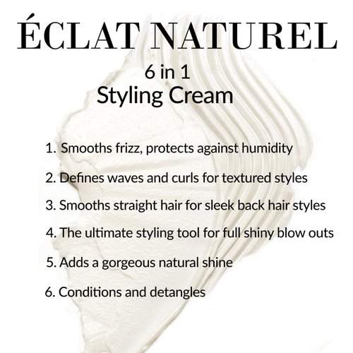 Leonor Greyl Paris Eclat Naturel - 6 in 1 Styling Cream - Smooths Frizz, Defines Waves and Curls, Smooths Sleek Back Hair, Adds Shine, Conditions. 96% Natural Ingredients (1.7 Fl Oz)