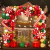 AobkDeco 151PCS Christmas Balloon Garland Arch Kit with Red White Golden Dark Green balloons Candy Foil Balloons Candy Cane Balloons Gift Box Balloons Star Balloons for Christmas Party Decorations
