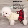 KYEESE Dog Sweater Dress for Small Dogs with Bowtie Buffalo Check Red Turtleneck Dog Pullover Knitwear Puppy Sweater Beige