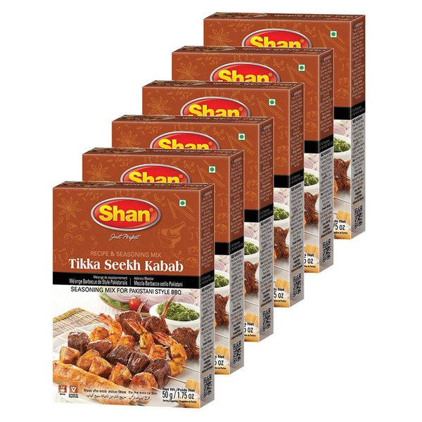 Shan - Tikka Seekh Kabab Seasoning Mix (50g) - Spice Packets for Pakistani Style BBQ (Pack of 6)