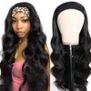 HEDY Headband Wig Human Hair Wigs for Black Women Glueless Brazilian Body Wave Head Scarf Wigs None Lace Front Wigs Human Hair 150% Density (26 inch)