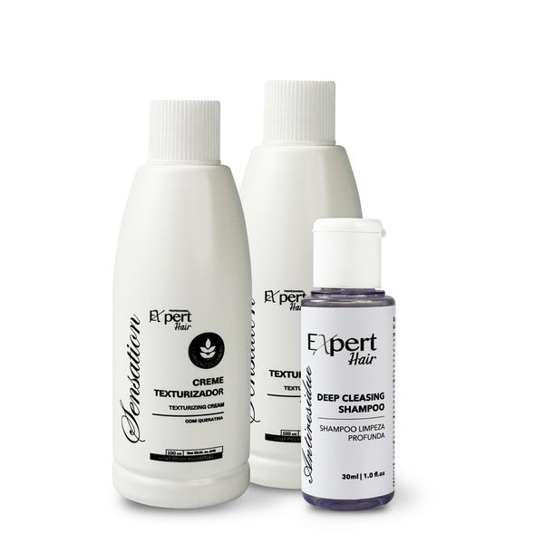 Expert Hair Sensation Keratin Hair Treatment Brazilian 100ml (2Pack) + Deep Cleansing Shampoo 30ml -Anti Frizz, Long Lasting Results-Keratina Para Alisar El Pelo, Keratina Brasileña– Complete Set