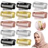 FOMIYES Chunni Clips with Safety Pins 12pcs Wig Clips 10-teeth Hair Extension Clips Metal Snap Clips Strong Chunni Grip Dupatta Setting Clips for Hair Extensions