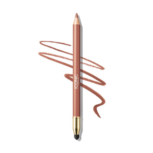 ICONIC LONDON Fuller Pout Sculpting Lip Liner - Material Girl | Blendable, Dual Ended Lip Liner with Creamy Colour and Lip Sponge for Buffing, Cruelty-Free, Vegan Makeup, 1.028 g / 0.036 Oz