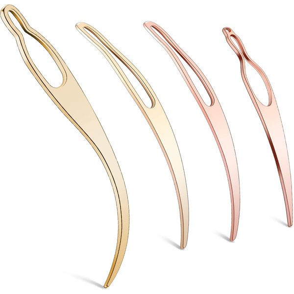 4 Pieces Sisterlock Retighten Tool, Dreadlock Tool for Hair, Dreadlock Crochet Needle, Loc Needle for Dreads, Dread Crochet Needle for Hair Extensions Styling Tools Loc Maintenance (Rose Gold, Gold)