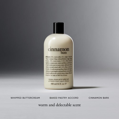 philosophy cinnamon bun shampoo, shower gel & bubble bath, 16 oz