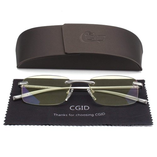 CGID Unisex Lightweight Rimless Frameless Rectangle Reading Glasses Mens Womens Spring Hinge Fashion Readers Reading Glasses +2.50