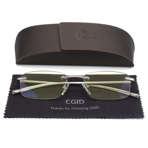 CGID Unisex Lightweight Rimless Frameless Rectangle Reading Glasses Mens Womens Spring Hinge Fashion Readers Reading Glasses +2.50