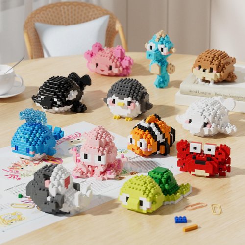 ALITTDRE Marine Animals Building Blocks Sets Mini Building Blocks Ocean Animal Sea Creatures Building Blocks Set Mini Building Blocks Toys STEM Gifts for Kids Adult(Penguins)