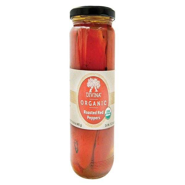 Divina, Organic Fire Roasted Sweet Peppers - Case of 6 - 16.2 OZ