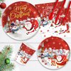 168Pcs Christmas Party Supplies Tableware Set Cartoon Santa Claus Snow Merry Christmas Party Decorations Christmas Paper Plates and Napkins Winter Party Dinnerware,Serve for 24 Guest