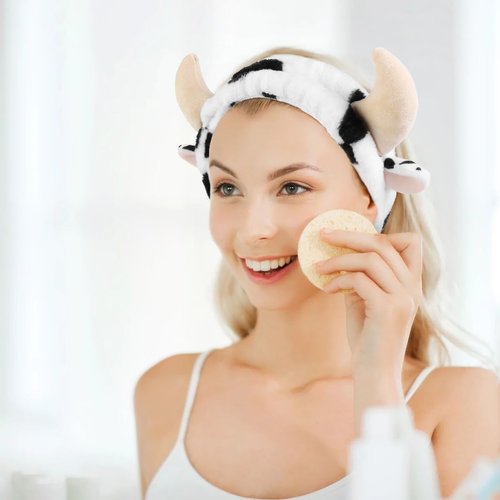 Cow Headbands for Washing Face Spa Makeup Head Band for Women Cute, Cow Skincare Headband Animal, Face Wash Hair Band for Girls Spa Party Favors Soft Fluffy Facial Head Wraps