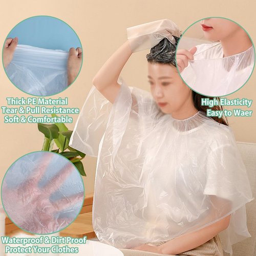 XDONEF 50 Pack Disposable Hair Dye Cape Waterproof Hair Color Cutting Cape Short Comb Out Beauty Salon Cape for Clients Hair Stylist Bleach Shampoo 39.3in with Caps Ear Covers Gloves