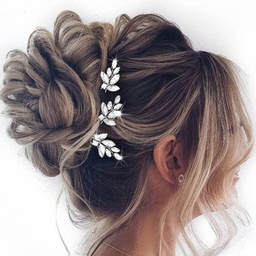 Easedaily Crystal Bride Wedding Hair Pins Rhinestone Bridal Hair Pieces Prom Hair Accessories for Women and Girls