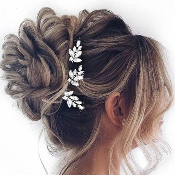 Easedaily Crystal Bride Wedding Hair Pins Rhinestone Bridal Hair Pieces Prom Hair Accessories for Women and Girls
