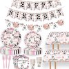51 Pcs Holy Cow I'm 1/2 Birthday Party Supplies Moo Moo Half Way To 1st Tablecloth Paper Plates Napkins Forks Dinnerware for Farm Animals Cow Girls Baby Shower Half Birthday Party Supplies Decorations