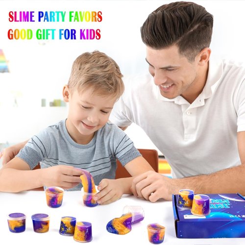 Slime Party Favors, 15 Pack Galaxy Slime Kit - Soft, Non-Sticky, Stress Relief Gold Powder Slime for Kids Girls and Boys - Classroom Rewards, Birthday Christmas Valentine's Day Party Supplies