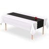 Black Disposable Plastic Table Runner. 5 Pack 14 x 108 inch. Scallop Table Runner Adds A Pop of Color To Your Party Table, by Swanoo