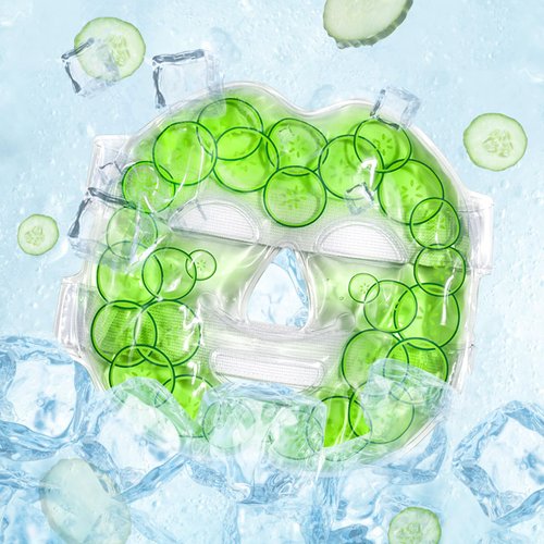 Face Ice Gel Pack with Wrap - Reusable Hot Cold Compress for Skin Care, Puffiness Eyes, Swollen Face, Cold Face Mask Gel Pack Pain Relief for Migraines, Injuries, Inflammation, Sinus Headaches, Stress
