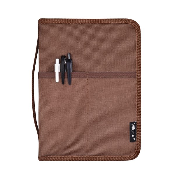 Wildox A5 Journal Notebook Cover with Double YKK Zipper, Brown Notebook Cover with Pen Holder for A5 Moleskine LEUCHTTURM Notebooks Journals Planners Sketchbooks