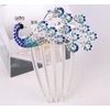 Wedding Bridal Headpiece Rhinestone Hair Comb Women Peacock Hair Clip Side Comb Hair Accessory(Blue)