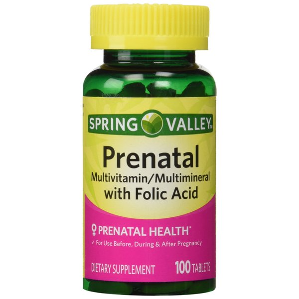 Spring Valley - Prenatal, Multivitamin, Multimineral, 100 Tablets w. Folic Acid
