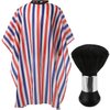Borogo Professional Hair Cutting Cape with Neck Duster Brush, Salon Barber Cape, Hairdressing Accessories (Multicolor Stripe)