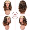 Curly Wigs for Black Women Long Curly Headband Wig None Lace Front Glueless Wig Soft Big Bouncy Fluffy Big Curls Wig Heat Resistant Synthetic Wig for Daily Party Use (Black to BrownT30#,17Inch)