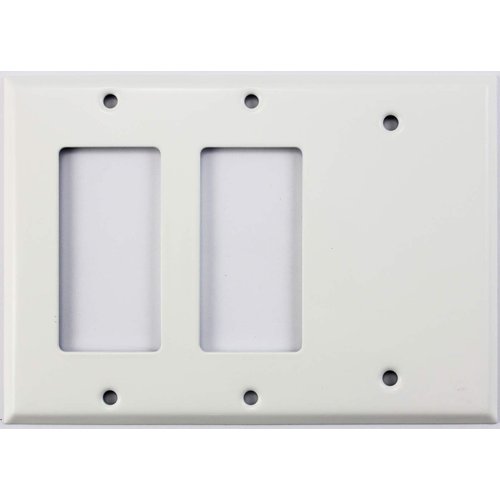 Smooth White 3 Gang Combo Wall Plate - 2 GFCI/Rocker Openings 1 Blank