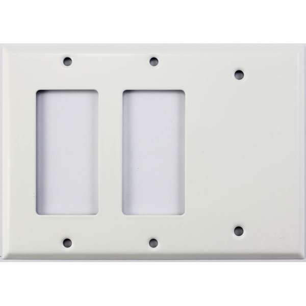 Smooth White 3 Gang Combo Wall Plate - 2 GFCI/Rocker Openings 1 Blank