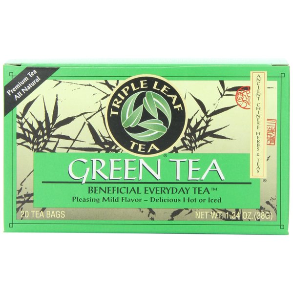 Triple Leaf Tea, Tea Bags, Green Tea, 1.34-Ounce Bags, 20-Count Boxes (Pack of 6)