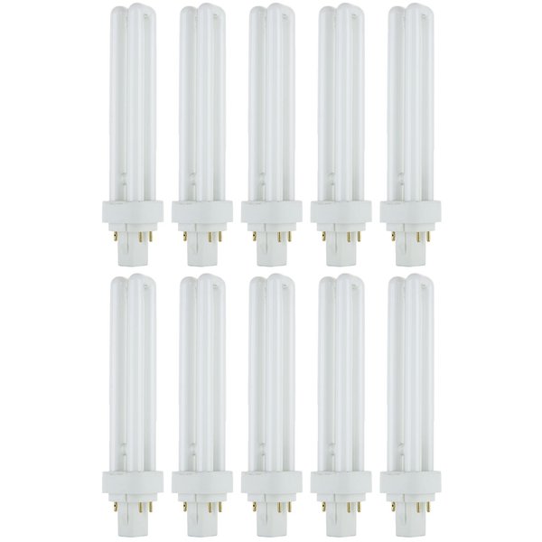 Sunlite PLD26/E/SP50K10PK 5000K Super White Fluorescent 26W PLD Double U-Shaped Twin Tube CFL Bulbs with 4-Pin G24Q-3 Base (10 Pack)