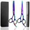 Professional Hair Cutting Shears Set,6 Inch Barber Hair Cutting Scissors Kit,Hairdressing Thinning Shears for Hair Cutting,Sharp Blades Haircut Scissors Kit for Women/Men/Kids (Rainbow)