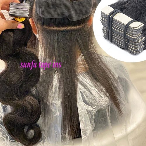 Body Wave Tape in Hair Extensions Human Hair Black Women,Black Curly Tape in Hair Extensions,12Inch 50Grams 20pcs/Set #1B Natural Black Double Sided Tape in Hair Extensions for Black Women