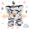 CozyWorld Walking Singing Electronic Tiger Electric Singing Tiger Plush Toy Fun Interactive Tiger Cute Plush Toys Tail Wagging Tiger Stuffed Animal Birthday Gifts for Kids,10" White