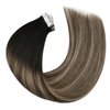 Moresoo Tape in Hair Extensions Ombre Human Hair Tape in Extensions Balayage Off Black to Brown Mix with Blonde Tape in Real Hair Extensions Human Hair Balayage Tape ins 18 Inch #1B/3/27 20pcs 50g