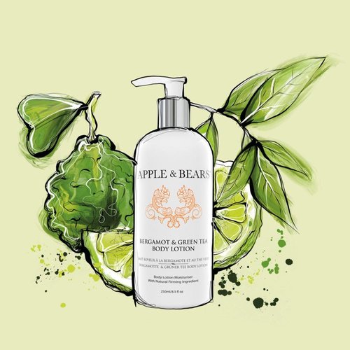 Apple and Bears Bergamot and Green Tea Body Silk, 250 ml