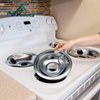 W10196406 and W10196405 Chrome Stove Burner Drip Pan Set for Whirlpool Amana Maytag Magic-Chef Kenmore Electric Range with Locking Slot, Includes 2 6-Inch and 2 8-Inch Drip Bowls