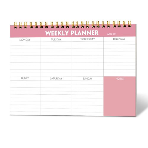 Weekly Planner Notepad - 7" x 10" Weekly Pad Organizers Habit Tracker Journal for Man & Women, 52 Sheets, 100gsm Paper, Undated Weekly To Do List Notepad with Your Life, Pink