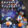 Outer Space Party Decorations, Outer Space Birthday Party Supplies Include Space Themed Balloons, Backdrop, Tablecloth, Cake Toppers for Kids Outer Space Themed Birthday Party Decorations