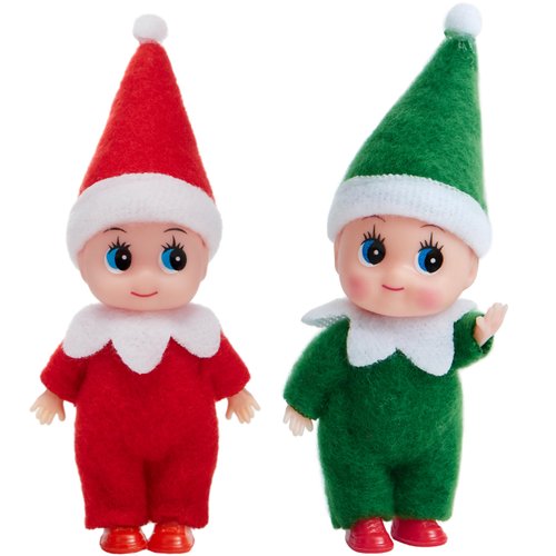 JOYIN 2PCS Christmas Elf Plush Doll, Red and Green Tiny Elf Doll with Clothes and Belt Pattern Soft Plush Christmas Accessories for Christmas Holiday Decorations, Christmas Dress-Up Party.