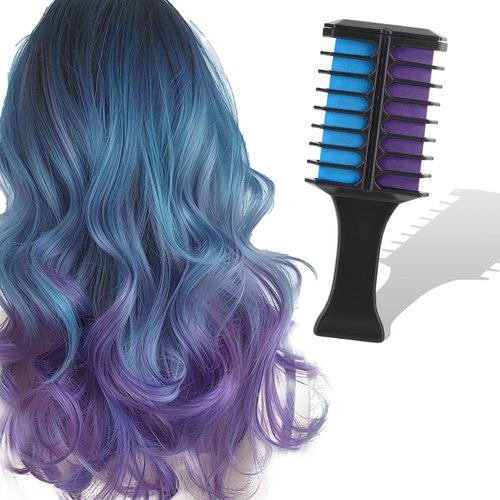 Hair Chalk for Girls Kids Adults, Blue Purple Temporary Hair Color Dye, Washable Hair Chalk Comb - Kids Hair Dye Makeup For Party Halloween Christmas Birthday Cosplay Festivals