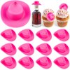 20Pcs Pink Mini Cowboy Hat, Plastic Mini Western Cowgirl Hat, Cute Doll Hat Party Hats for Pretend Play Dollhouse Decoration