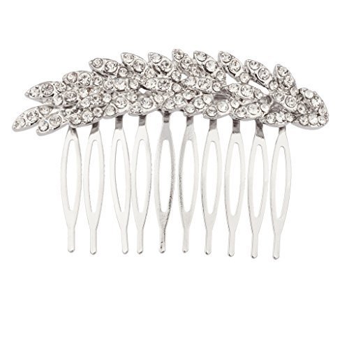 Lux Accessories Pave Crystal Leaf Branch Bridal Bride Bridesmaid Hair Comb