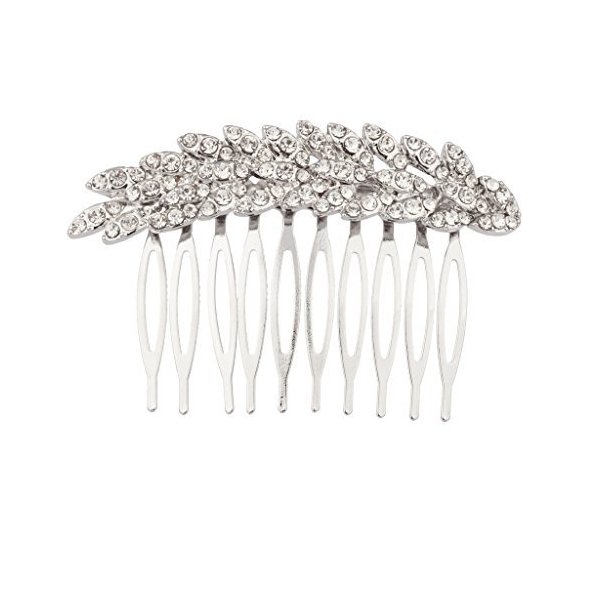 Lux Accessories Pave Crystal Leaf Branch Bridal Bride Bridesmaid Hair Comb