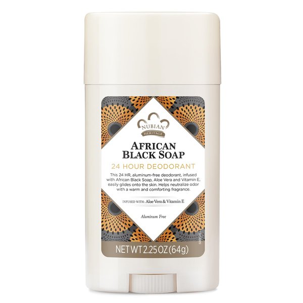 Nubian Heritage 24 Hour Natural Deodorant African Black Soap, 2.25 Oz