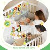 mihotoy Baby Stroller Arch Toy with Teether, Rattle, Crinkle Sound, Mirror & Music Box, Newborns Sensory Activity Carrier Take-Along Toy, Adjustable for Bouncers